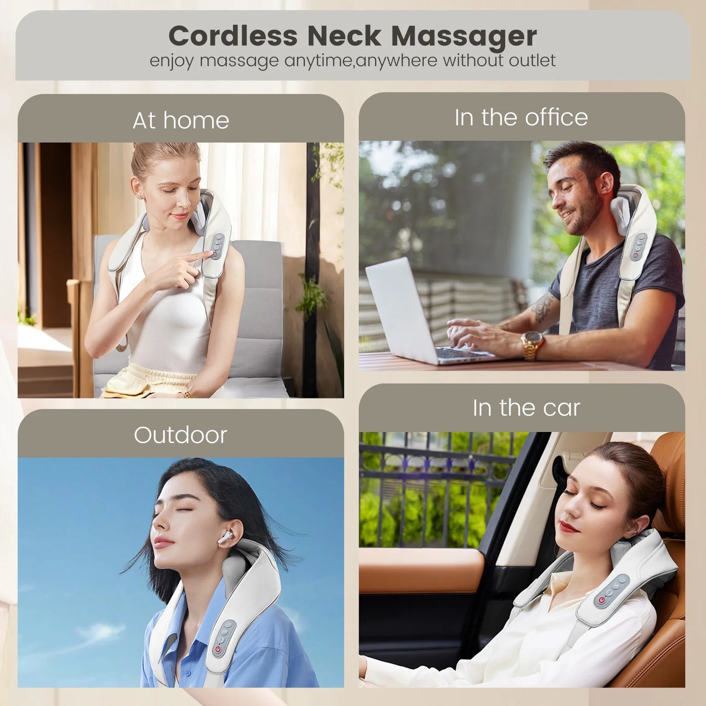 Sejoy Rechargable Neck Massager with Heat Air Compression