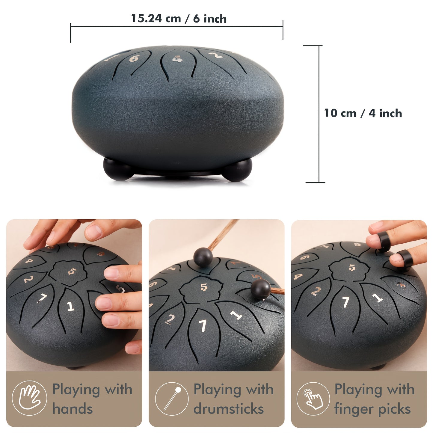 Lekato Steel Tongue Drum 6 Inch 11 Tone D Major Percussion Hand Pan for Meditation Yoga Sound Healing Lavender Purple