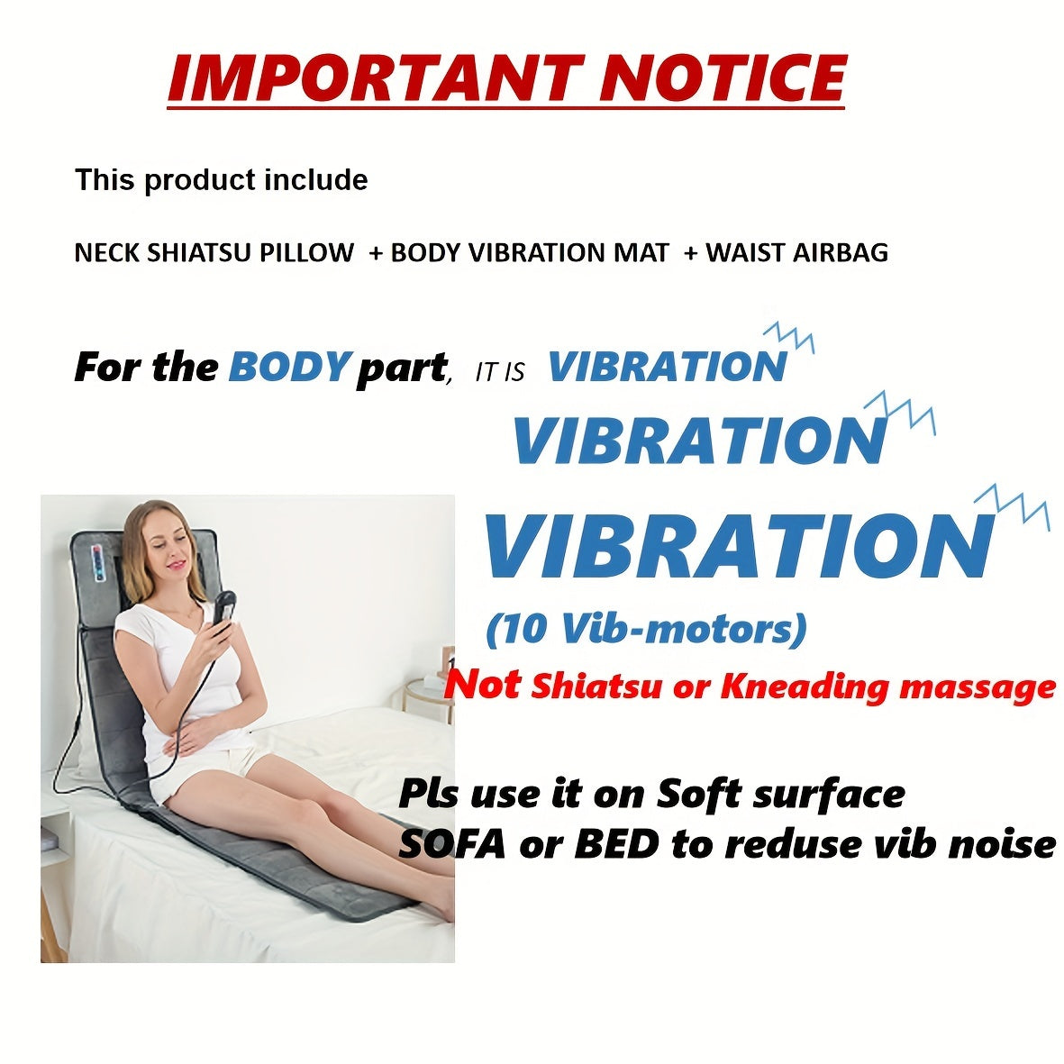 Full Body Massage Mattress with Shiatsu Massage and Hot Compress