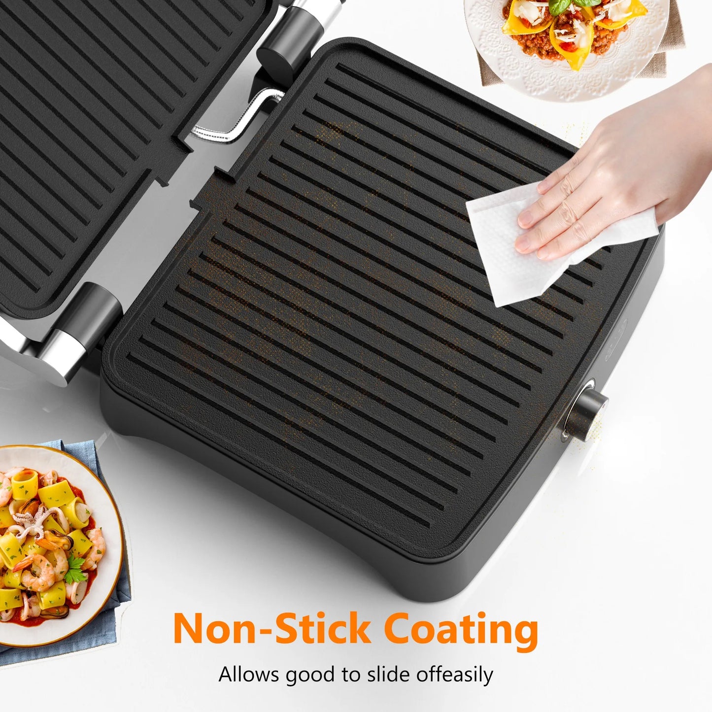 Panini Press Grill Indoor Sandwich Maker with Temperature Setting