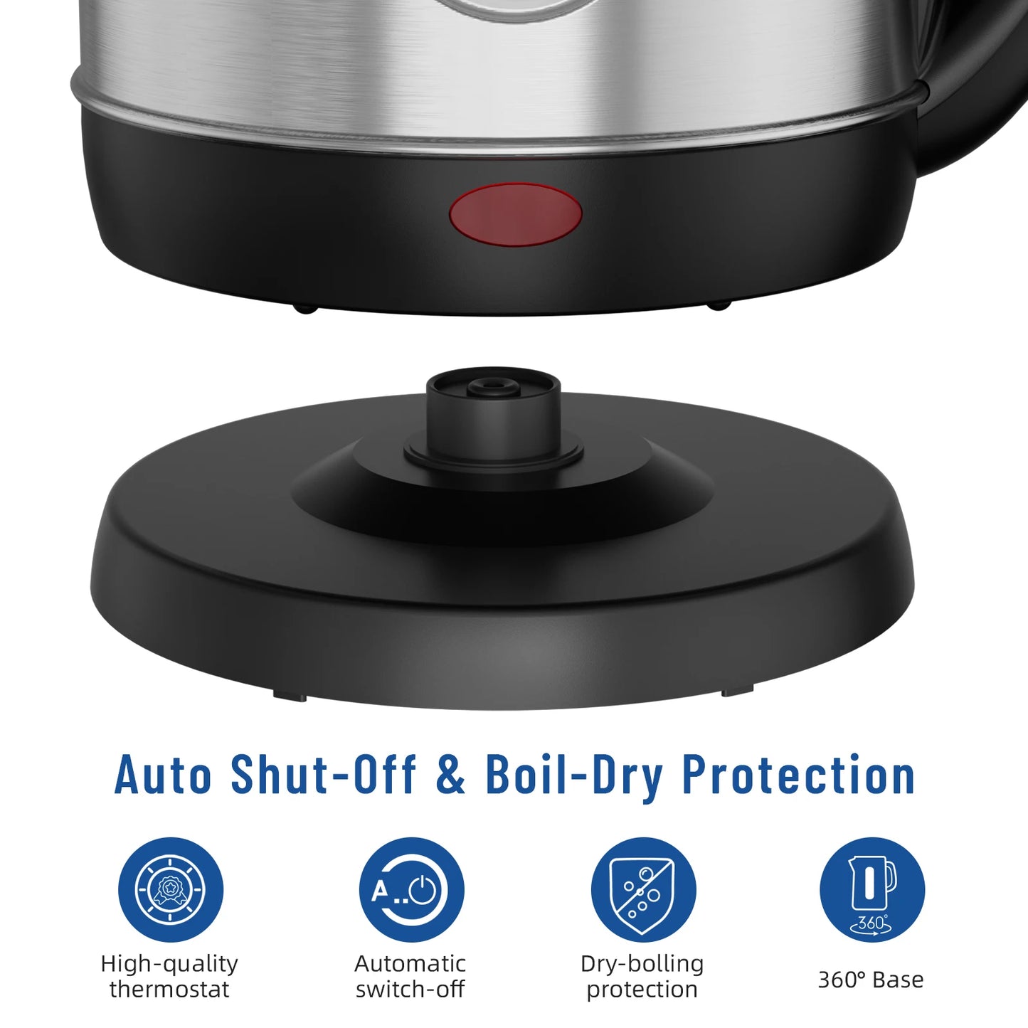 Stainless Steel Electric Kettle 1.8 Liter Fast Boil 1500W