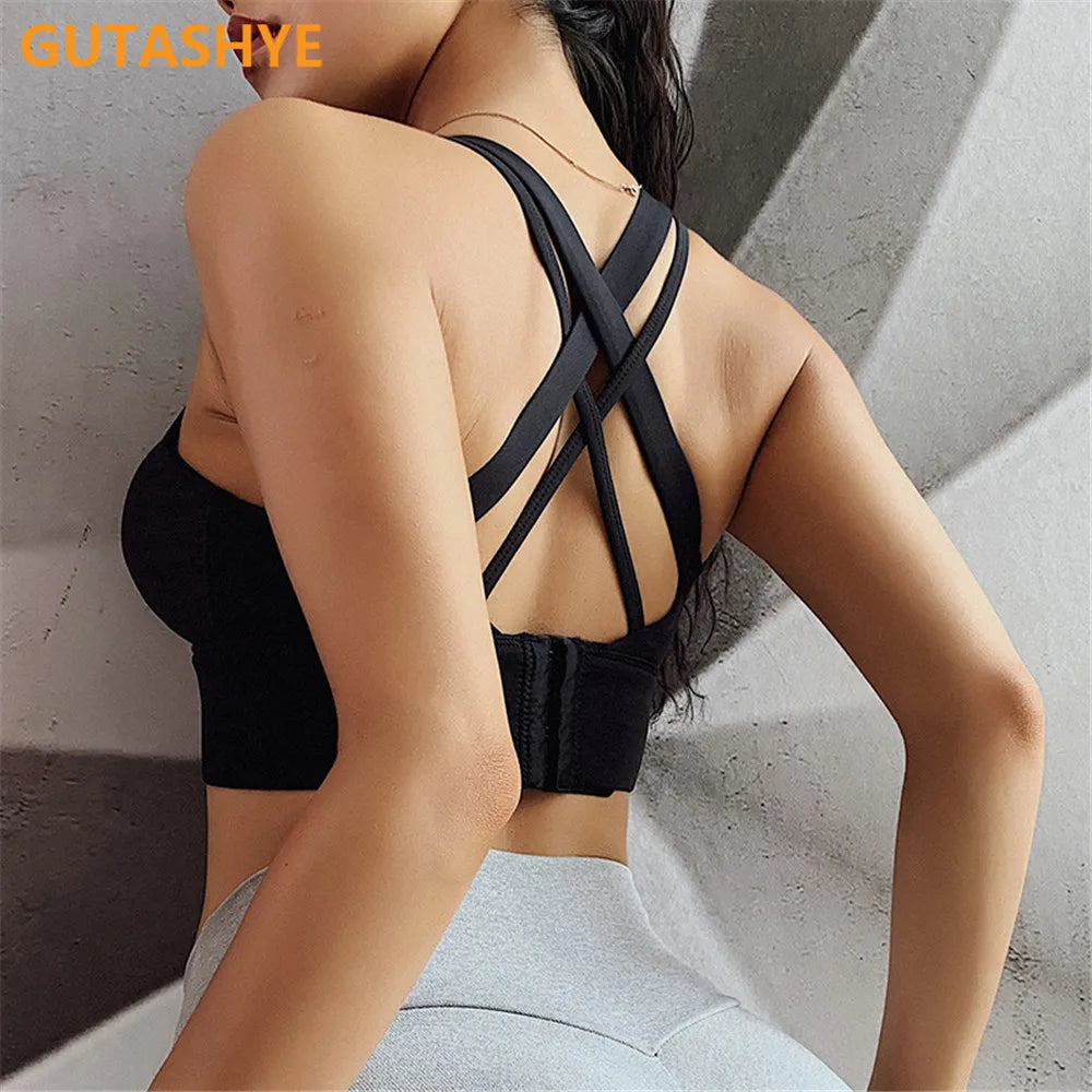 Gym Push Up Bra Women Sports Bra Back Closure High Impact Workout Sport Top Crop Fitness Wear for Yoga Gym Brassiere Sportswear