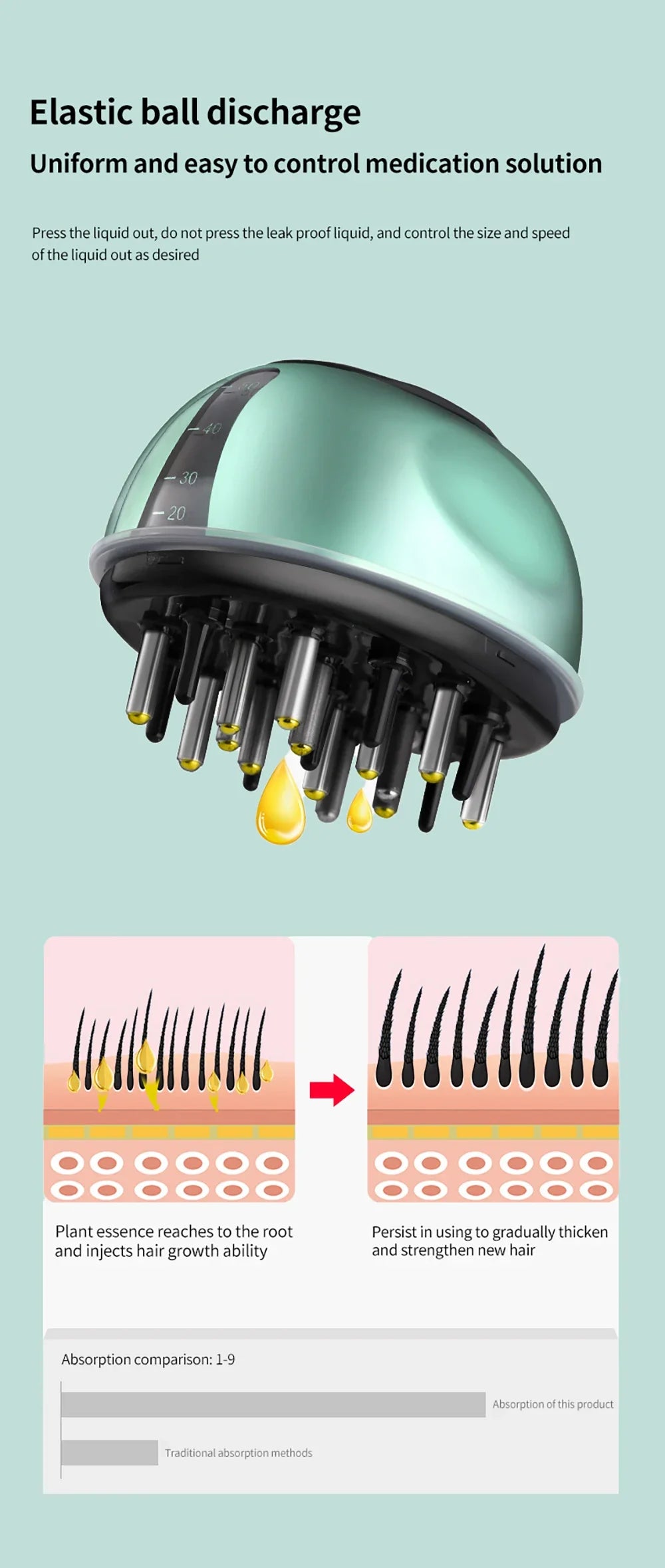 14 Pins Scalp Applicator Liquid Comb Mini Massage Comb