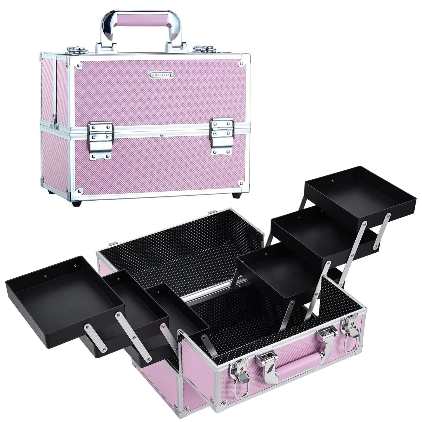 Professional Nail Suitcase Travel Portable Large Capacity Makeup Case with 6 Trays for Make-up Artists