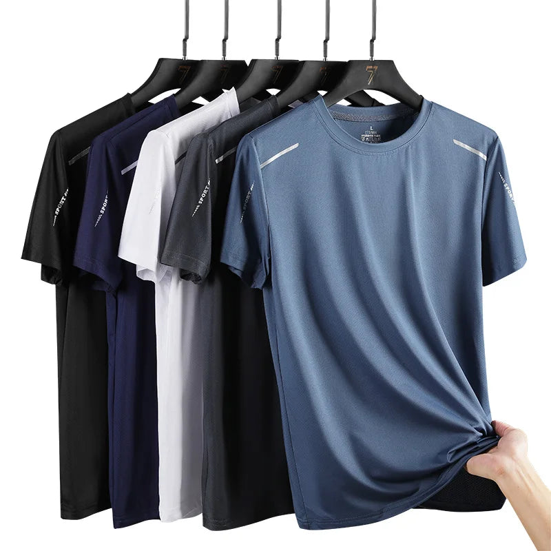 Chrlck Men's Running Quick Dry Breathable Hiking Fishing T Shirt Summer Outdoor Sports Short Sleeve Tee