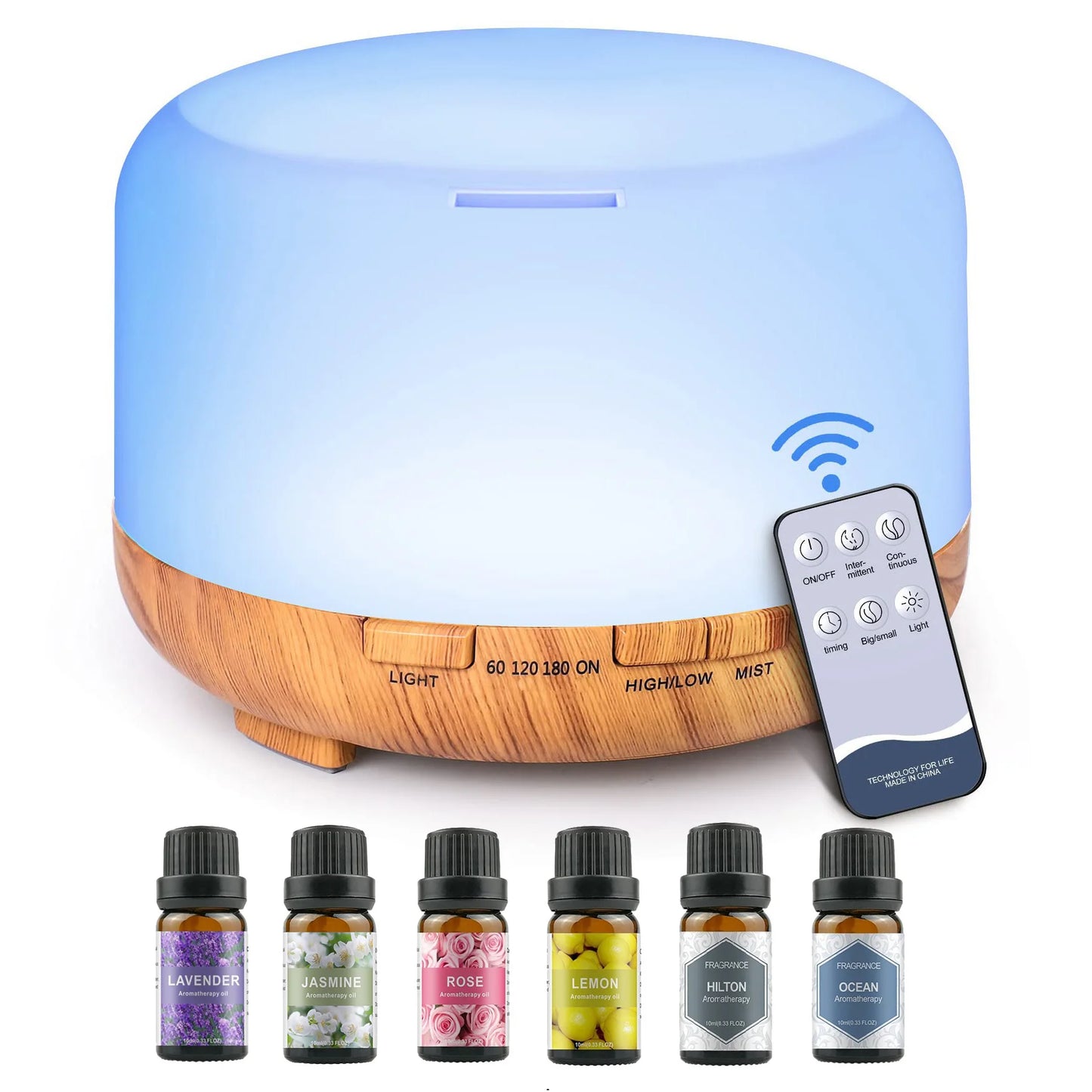 500Ml Aroma Diffuser Oils Optional 5V 2A Essential Oil Aromatherapy Humidifier with Remote Control for Home Office