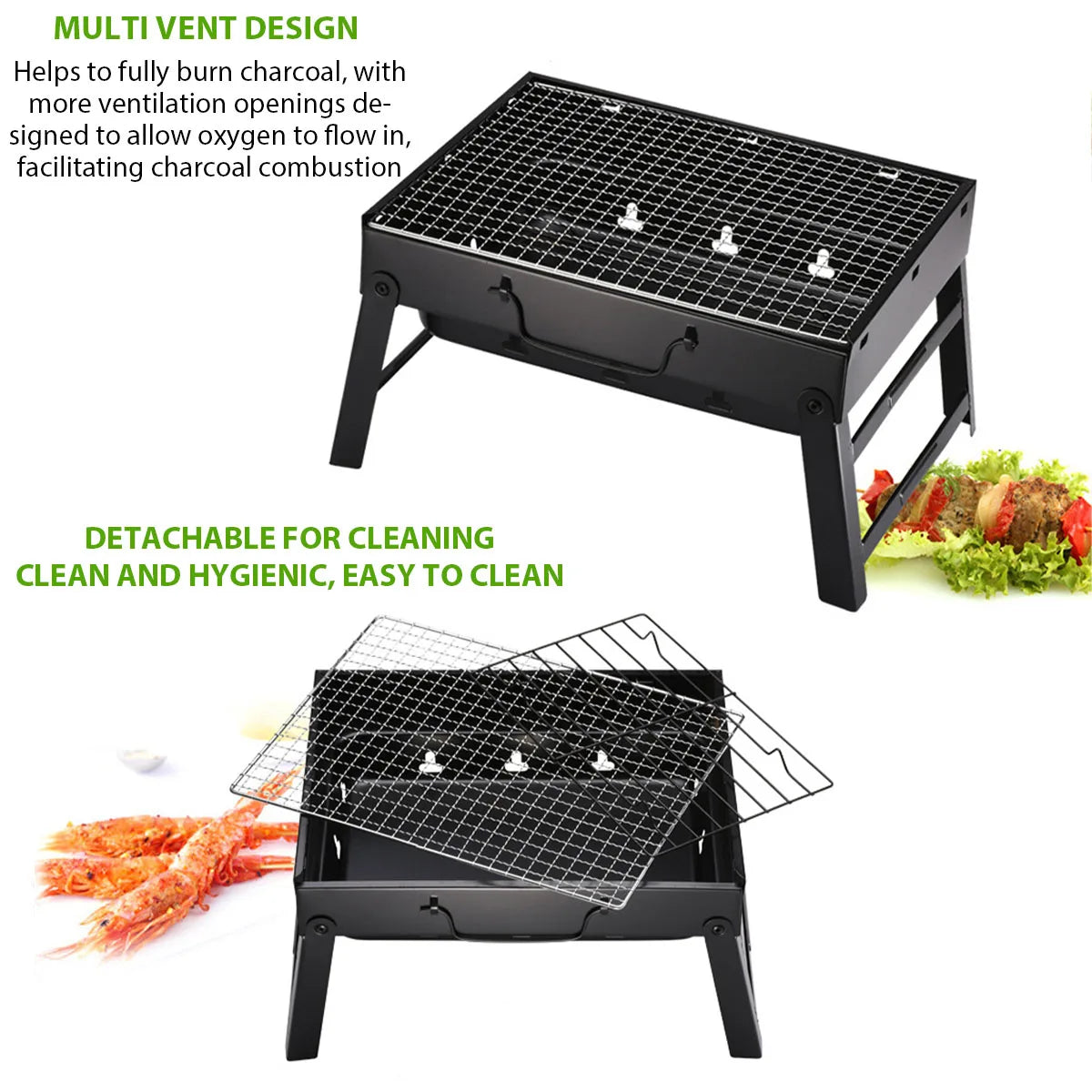 Portable BBQ Charcoal Grill Stainless Steel Mini Tool Kit