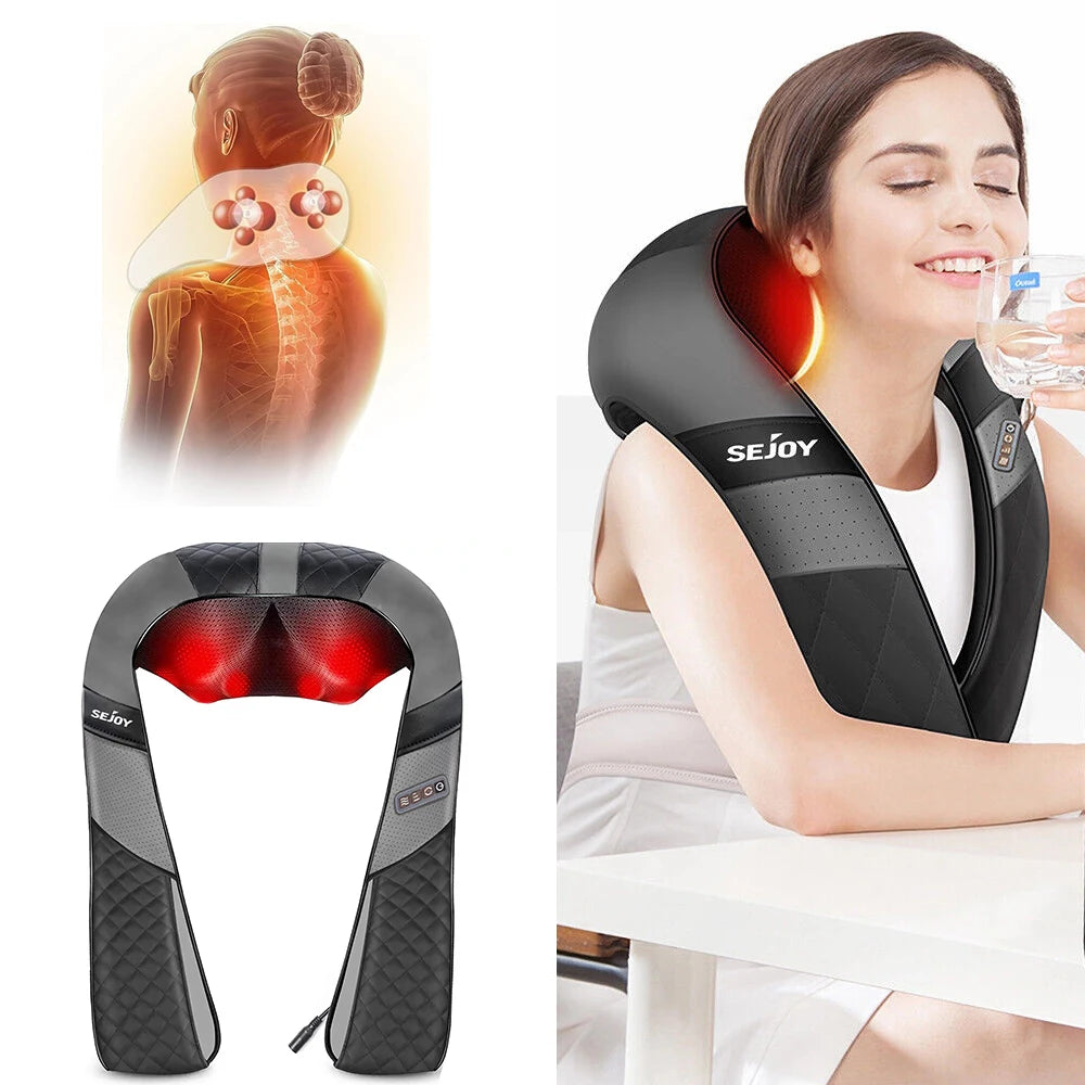 Sejoy Rechargable Neck Massager with Heat Air Compression