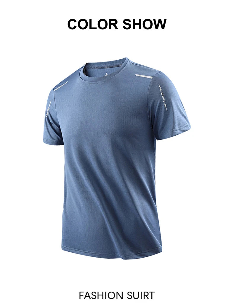 Chrlck Men's Running Quick Dry Breathable Hiking Fishing T Shirt Summer Outdoor Sports Short Sleeve Tee