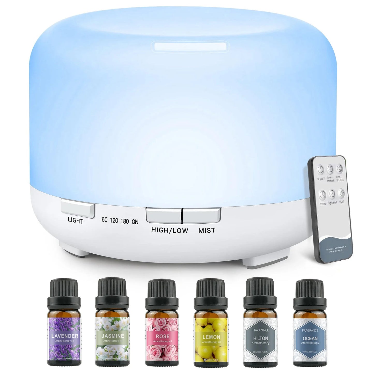 500Ml Aroma Diffuser Oils Optional 5V 2A Essential Oil Aromatherapy Humidifier with Remote Control for Home Office
