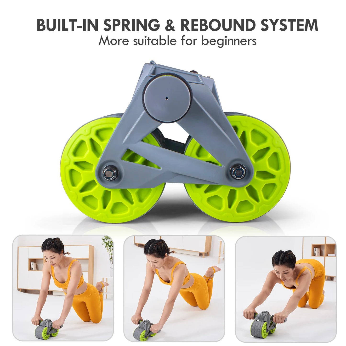 Leikefitness Ab Wheel Roller Automatic Rebound with Mat