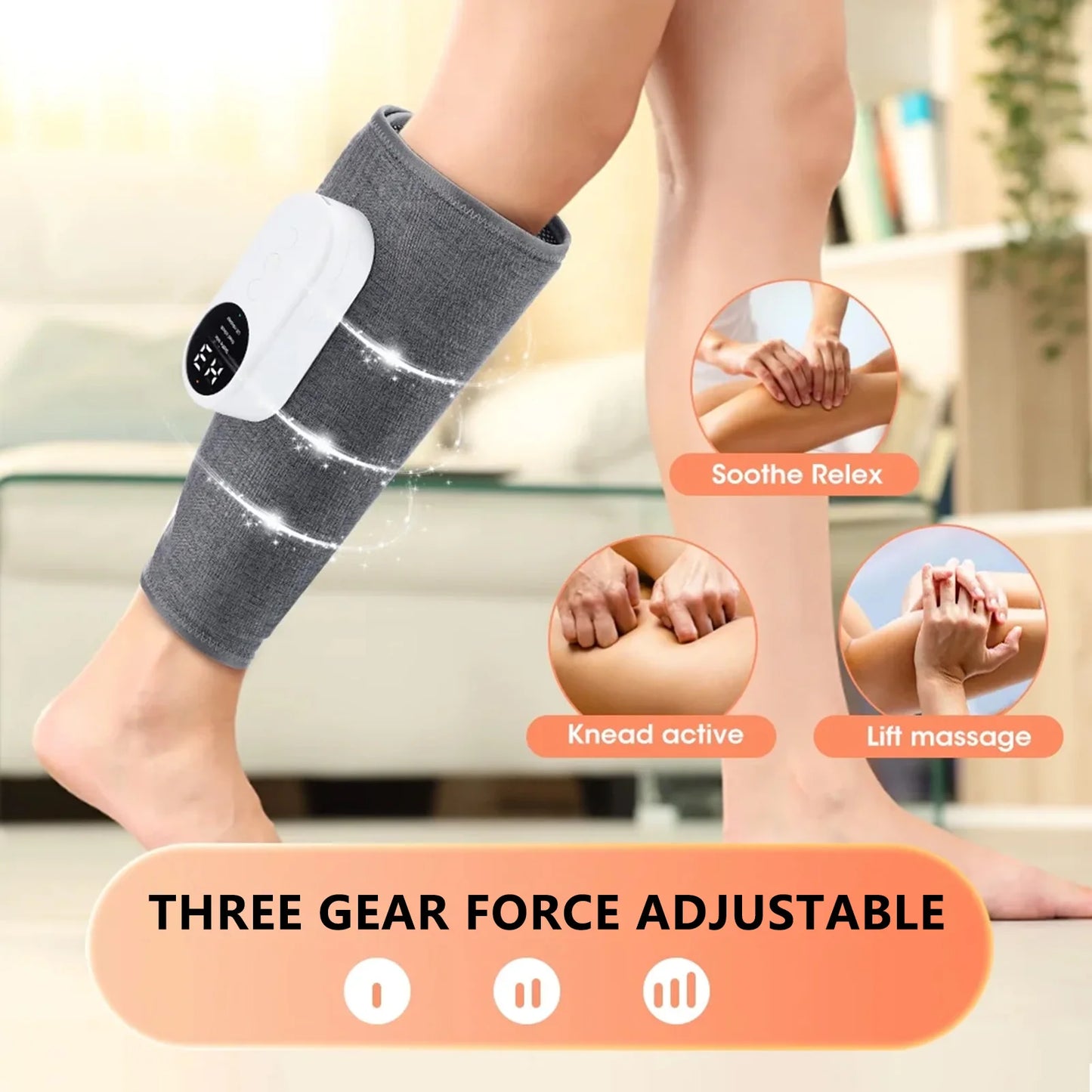 Smart Heating Leg Massage Machine Air Compression USB Rechargeable Wireless Leg Massager for Muscle Relief
