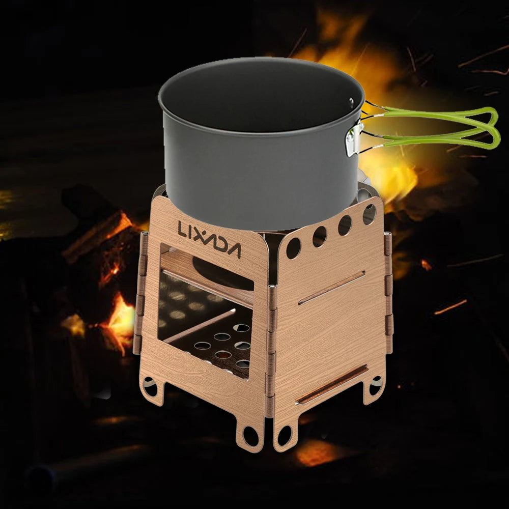 Camping Titanium Stove Lightweight Folding Wood Burning Stove Portable Outdoor Pocket Stove For Backpacking Cooking