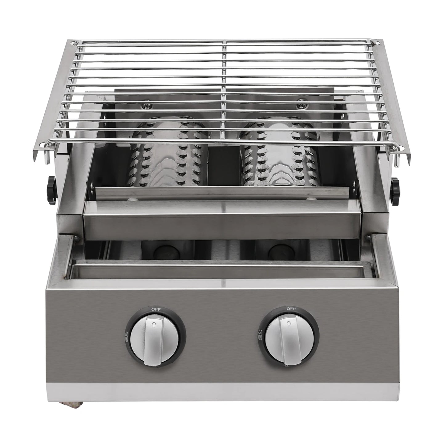 Camping BBQ Tabletop 2 Burner Gas Grill Outdoor Steel Shield