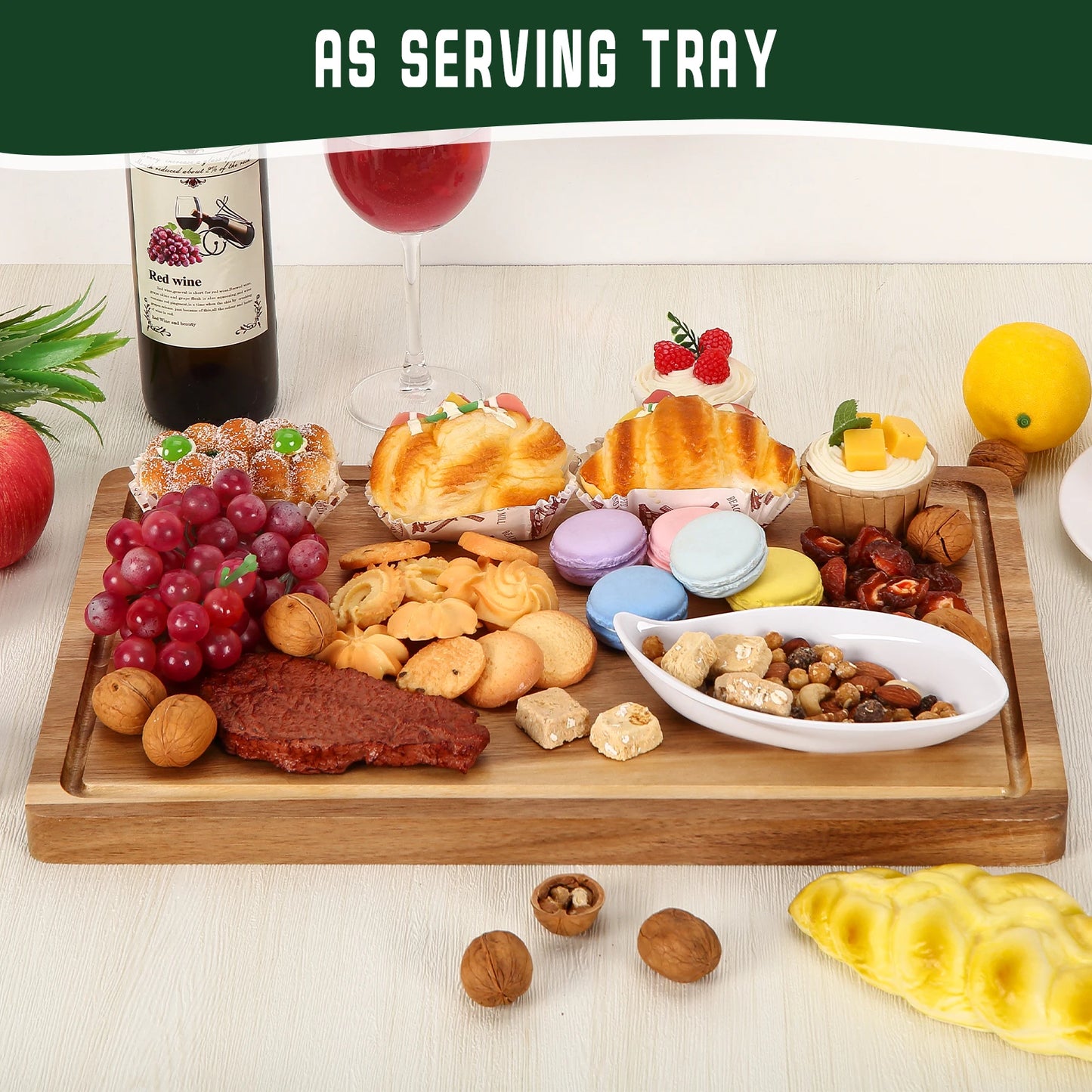 18" x 12" Large Acacia Cutting Boards for Kitchen Use