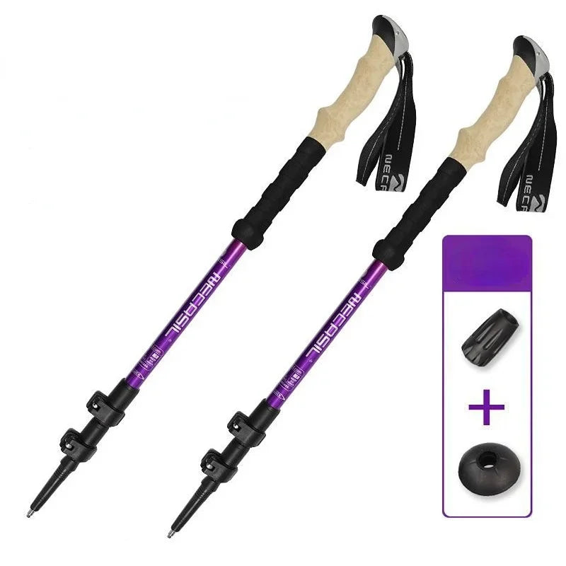 2PCS Trekking Telescopic Ultralight Hiking Cane