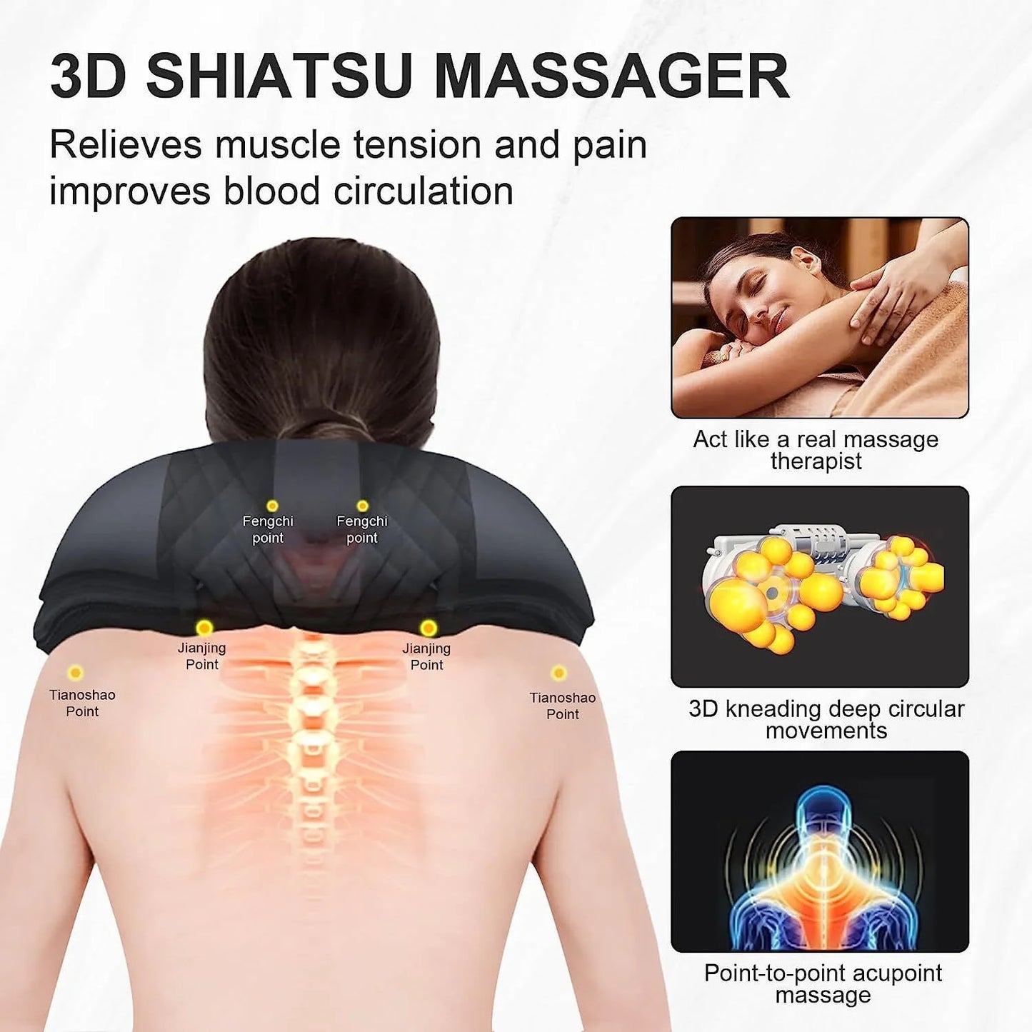 Sejoy Rechargable Neck Massager with Heat Air Compression