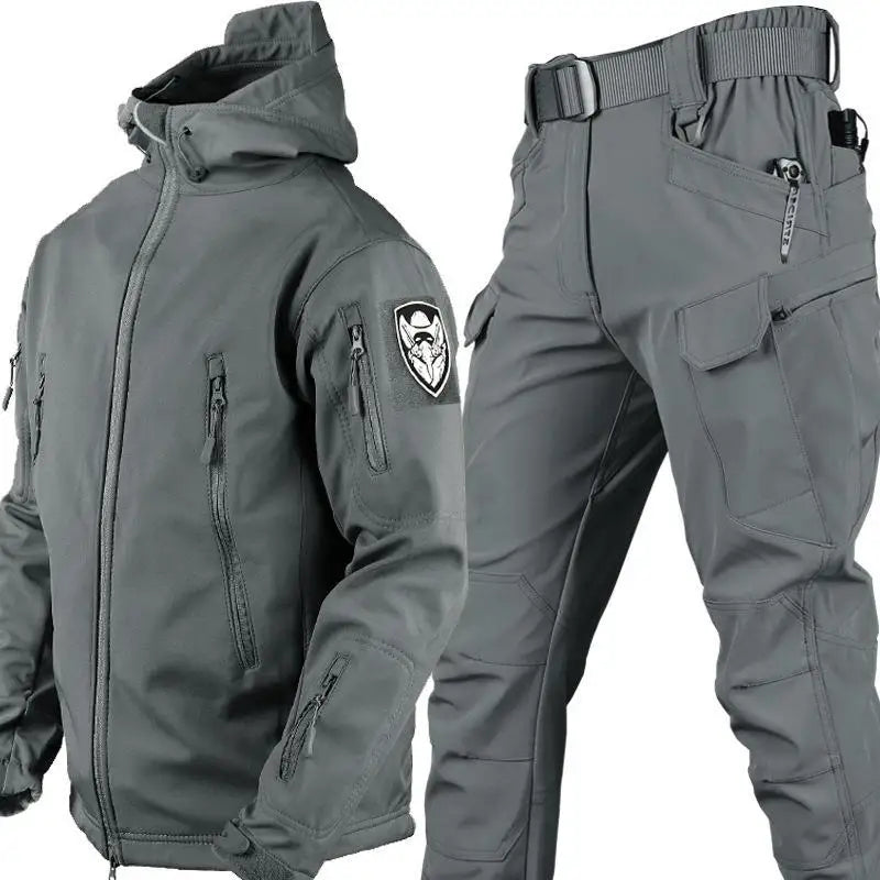 Men's Outdoor Shark Skin Warmth Jacket and Pants Set