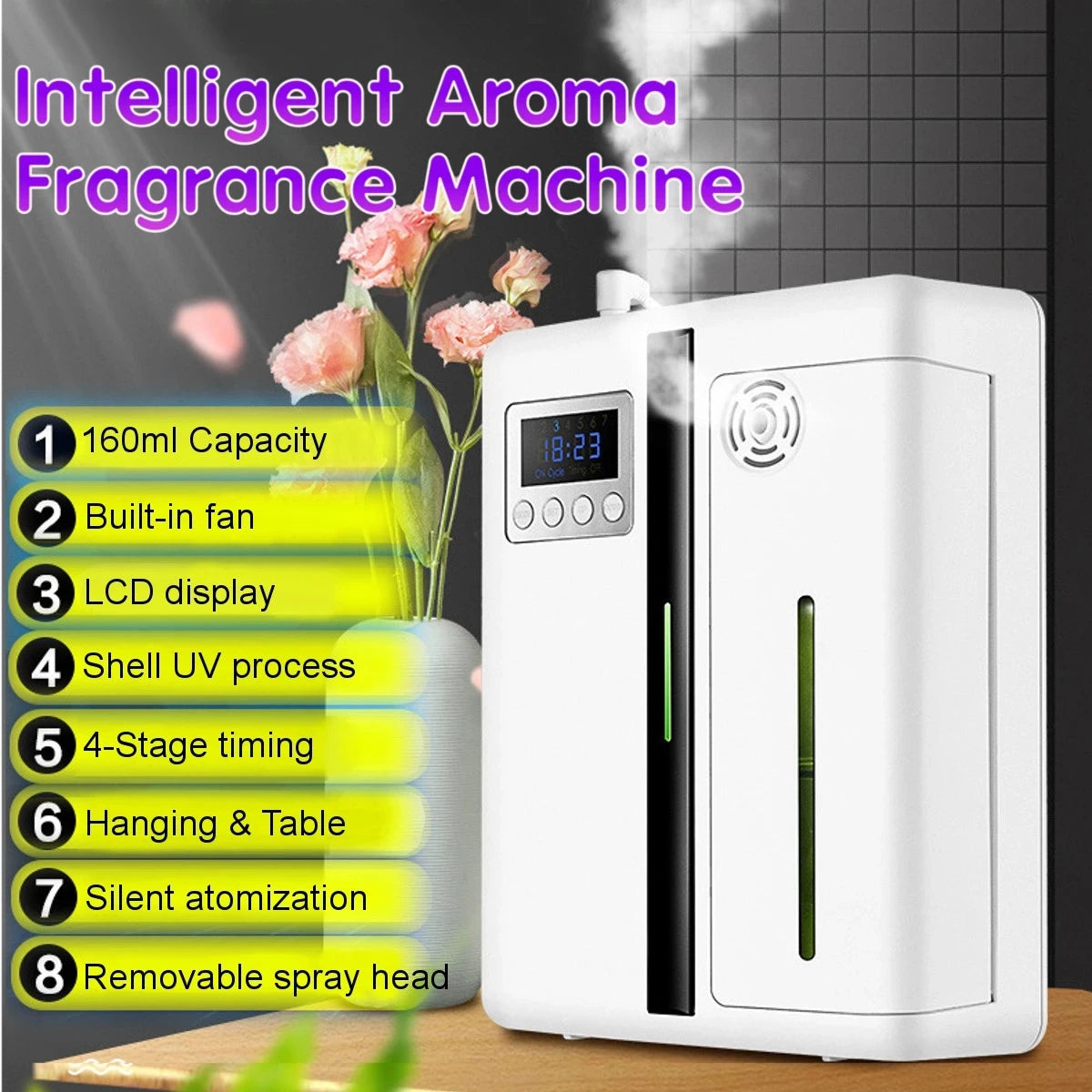 160ml Waterless Scent Diffuser Bluetooth Wall-Mounted Fragrance Machine