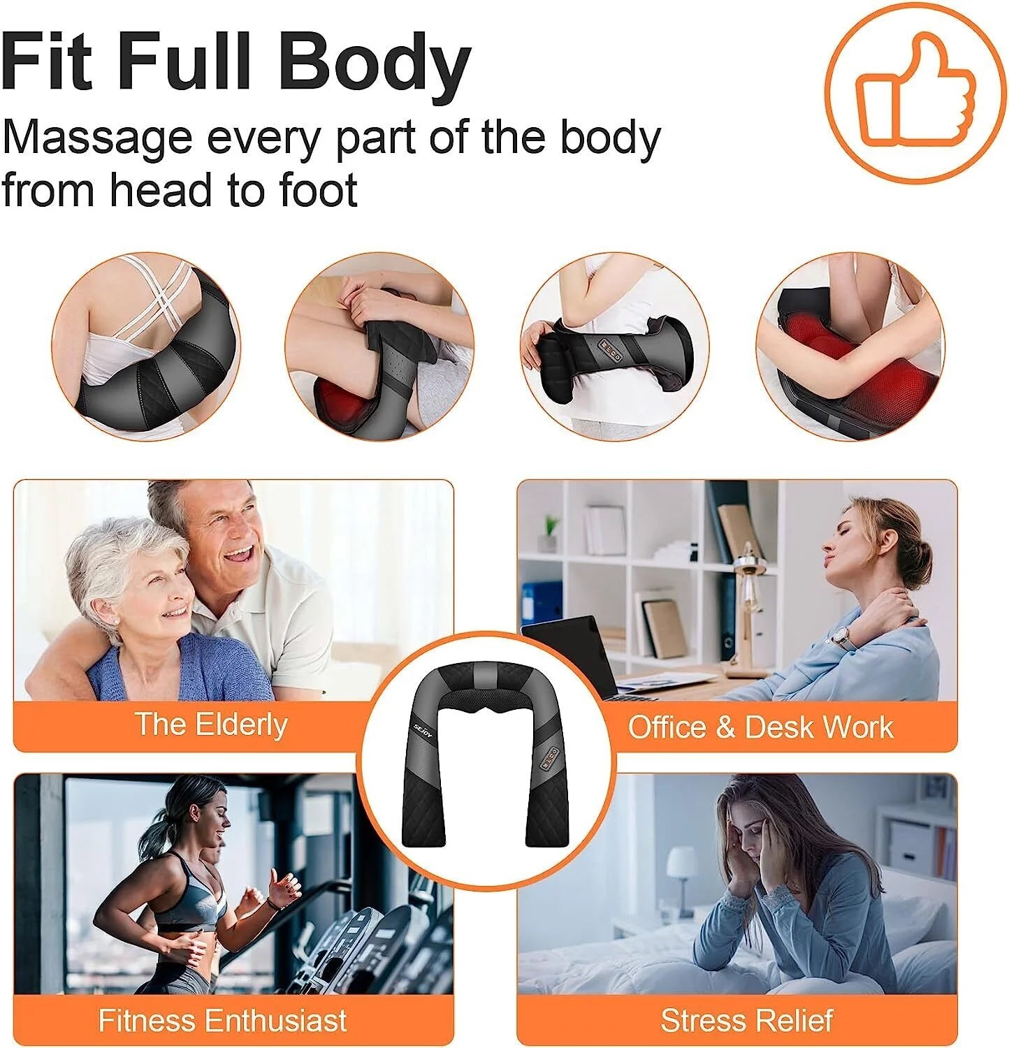 Sejoy Rechargable Neck Massager with Heat Air Compression