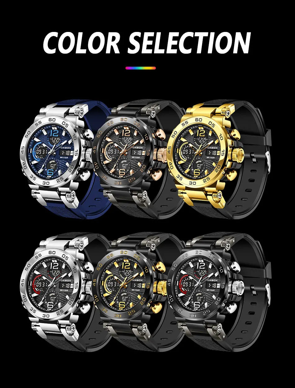 LIGE Fashion Military Watch For Men FOXBOX Luxury Quartz