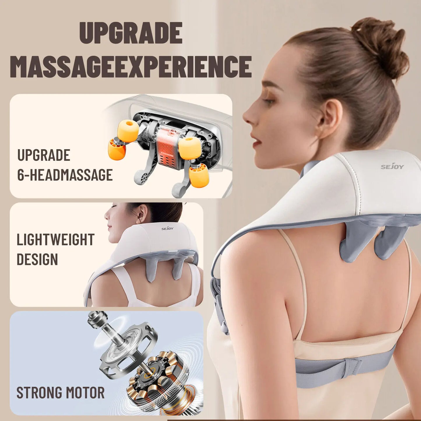 Sejoy Rechargable Neck Massager with Heat Air Compression