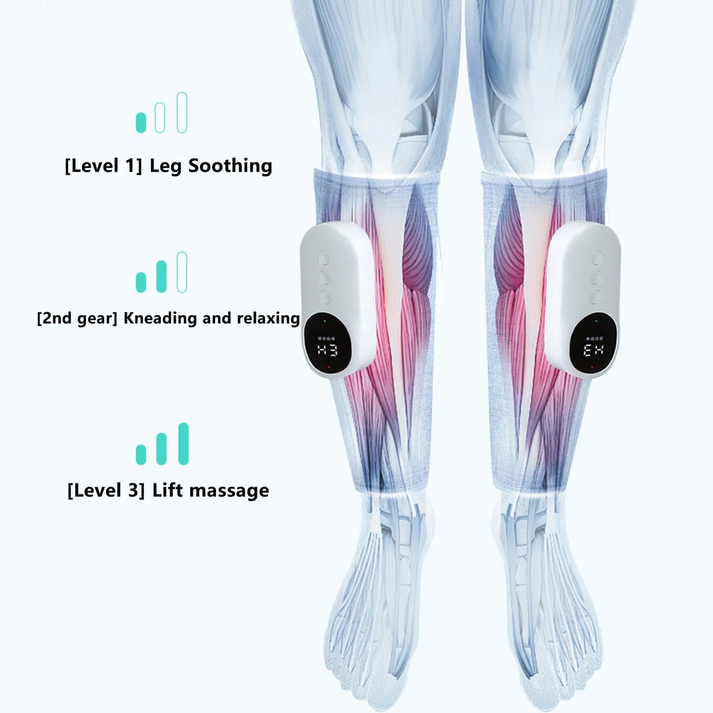 Smart Heating Leg Massage Machine Air Compression USB Rechargeable Wireless Leg Massager for Muscle Relief