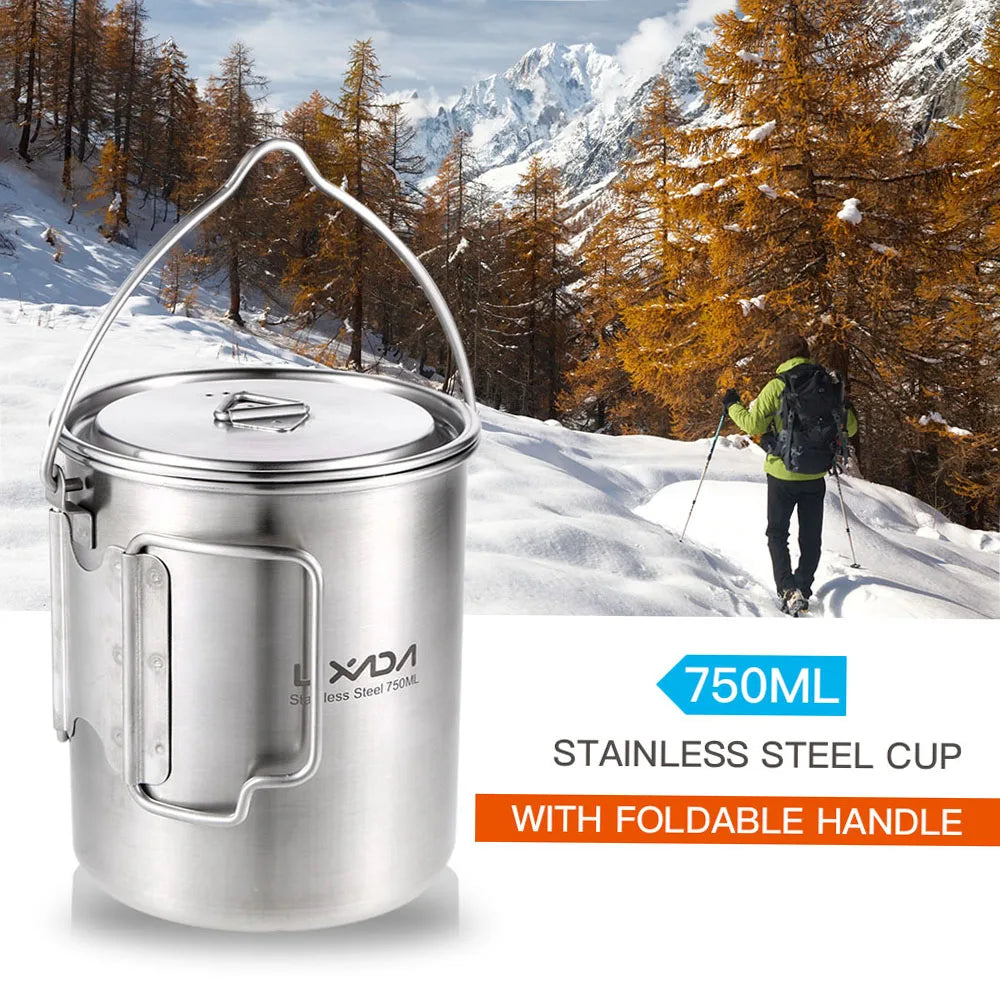 Lixada 750ml Outdoor Stainless Steel Water Cup Mug with Lid