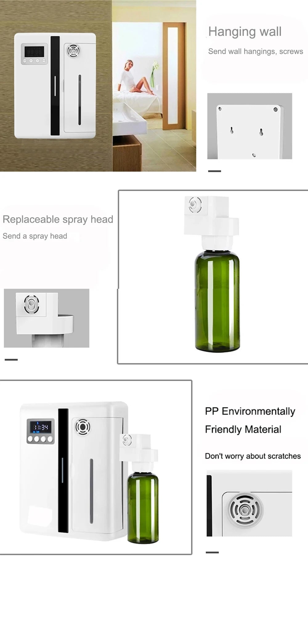 160ml Waterless Scent Diffuser Bluetooth Wall-Mounted Fragrance Machine