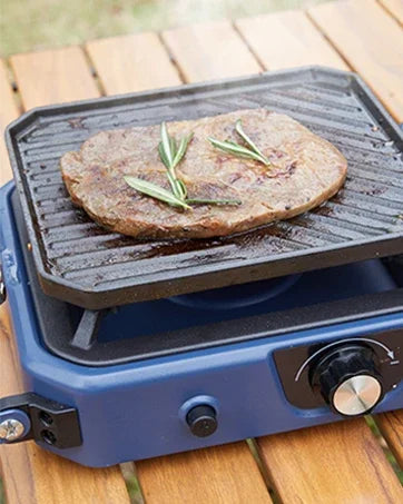 Camping Stove with Grill, Foldable Camp Stove with 16,000 BTU, Two Burners with Pie