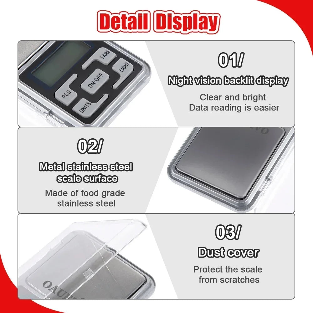 Mini Pocket Electronic Scale High Precision 500gx0.1g Balance