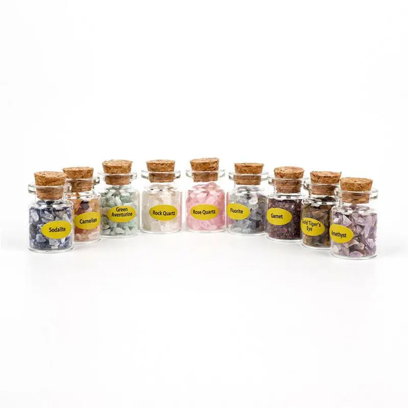 Different Crystals And Healing Stones in Gemstones Bottle