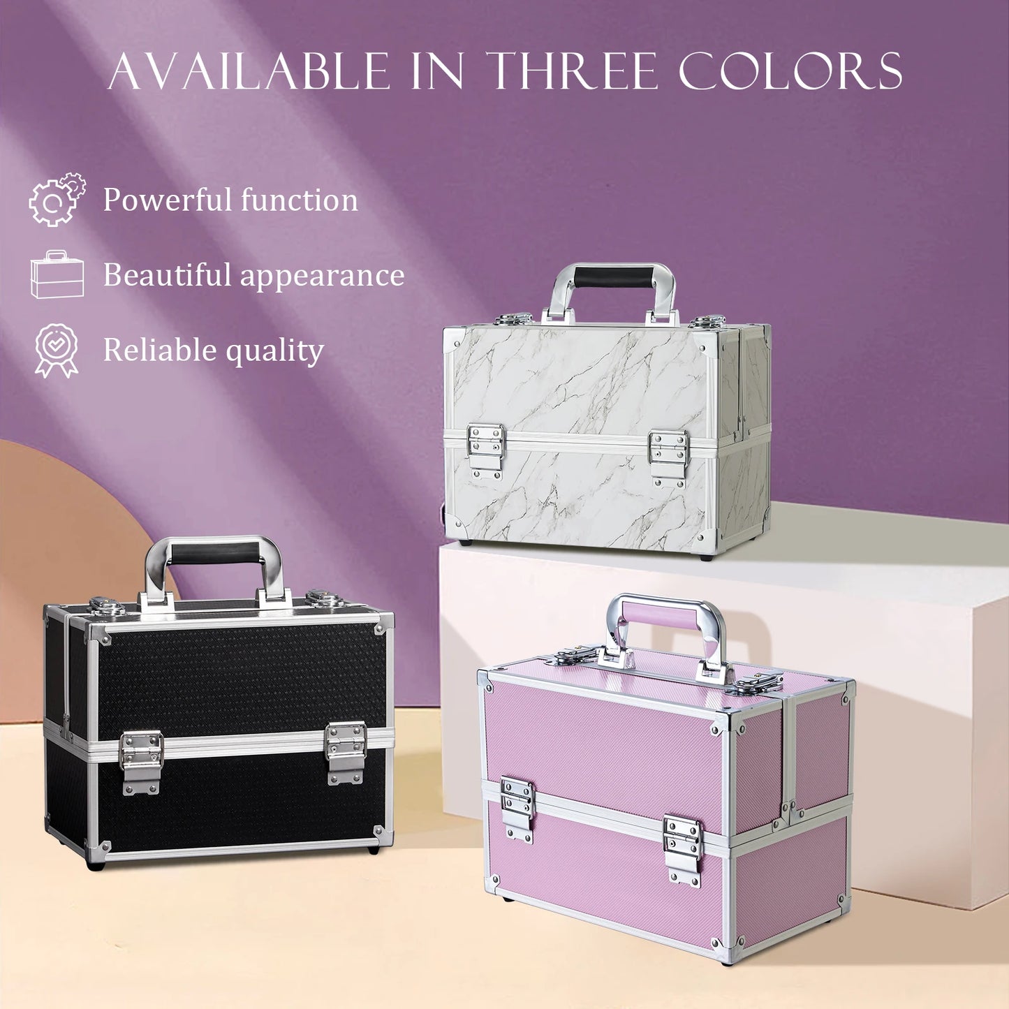 Professional Nail Suitcase Travel Portable Large Capacity Makeup Case with 6 Trays for Make-up Artists