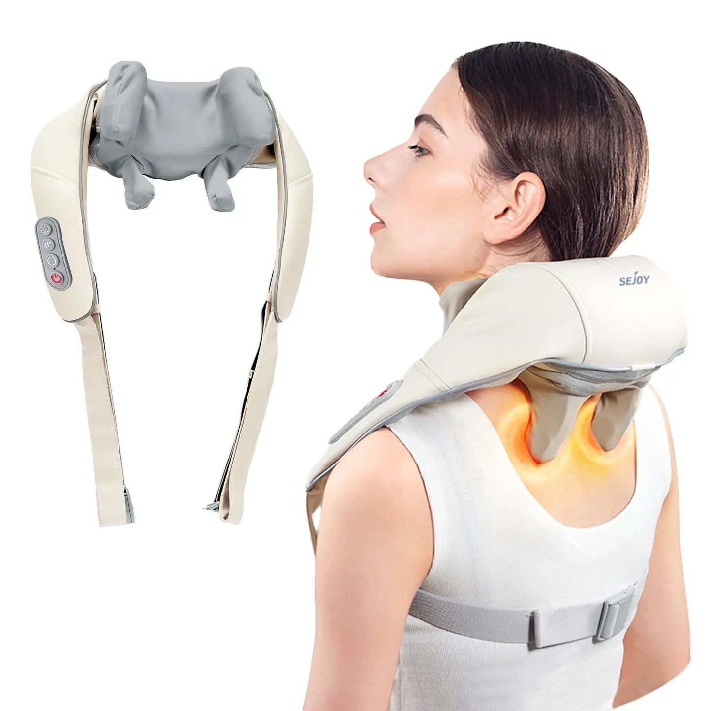Sejoy Rechargable Neck Massager with Heat Air Compression
