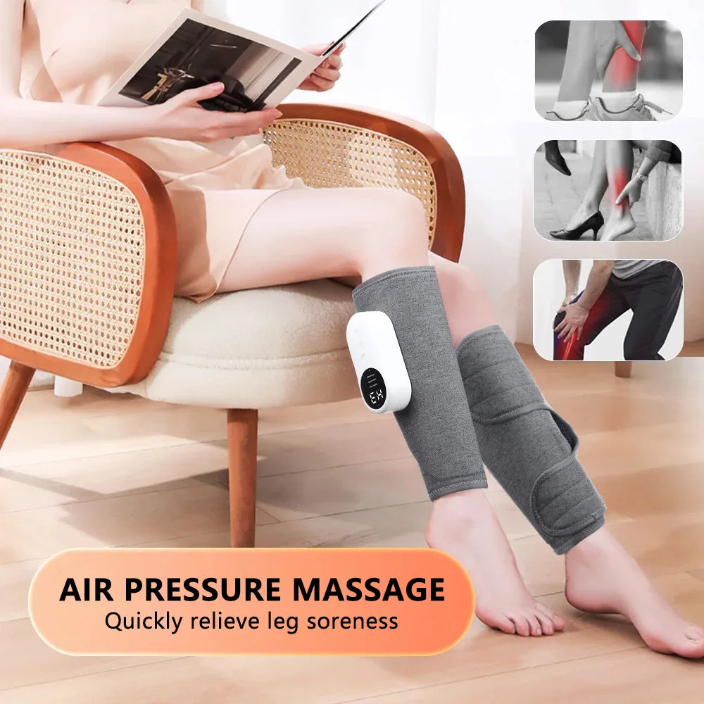 Smart Heating Leg Massage Machine Air Compression USB Rechargeable Wireless Leg Massager for Muscle Relief