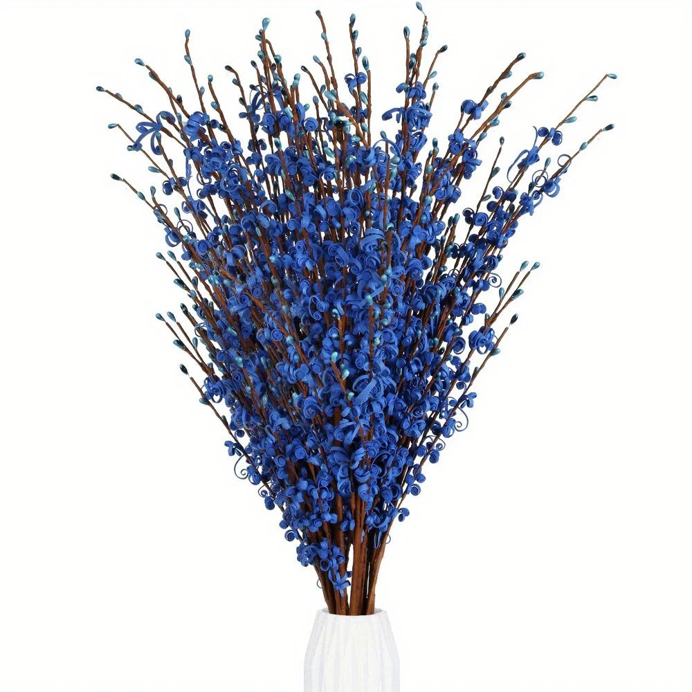 15Pcs Flowers Faux Jasmine Flowers 29.5Inch Pussy Willow Branches