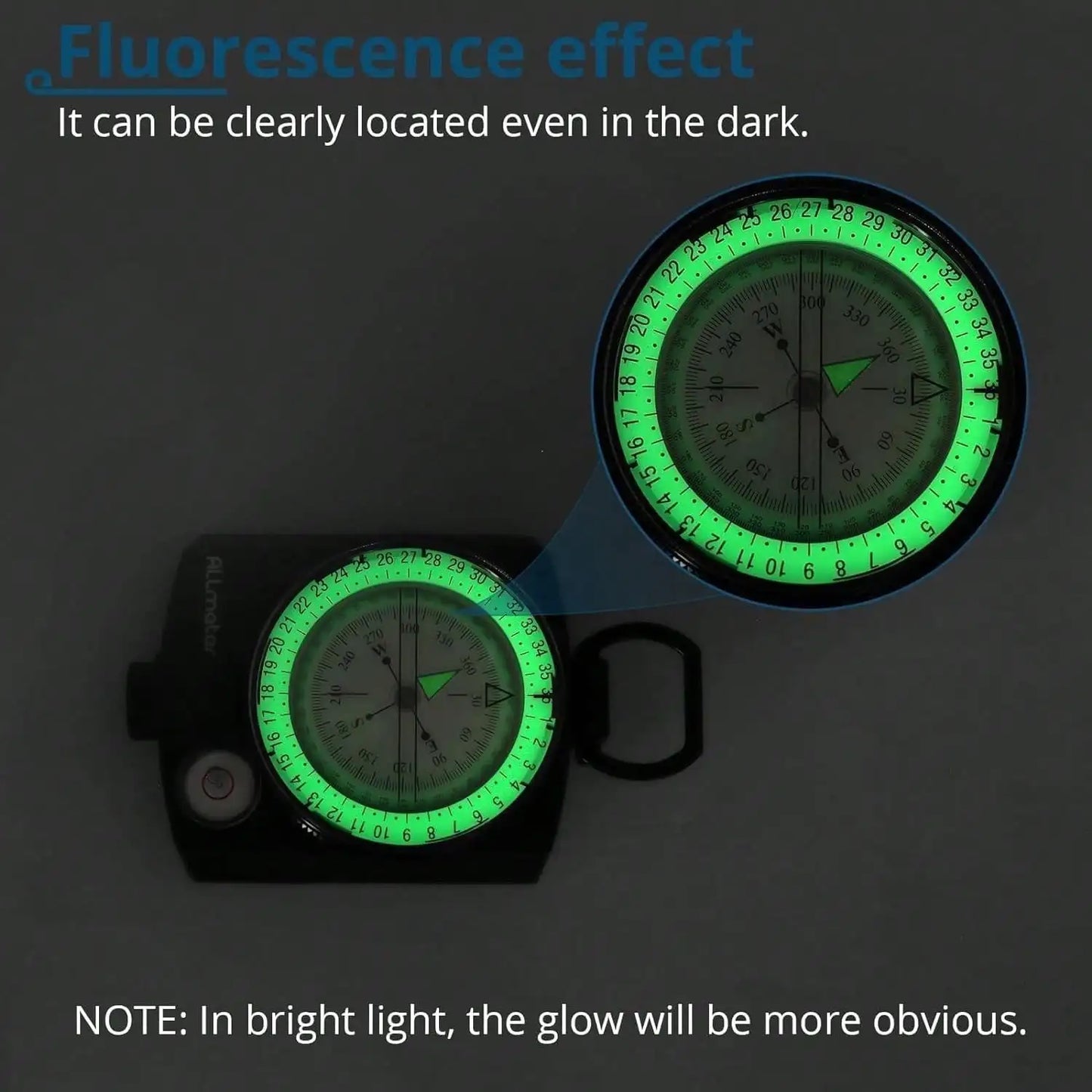 Multifunction Compass Waterproof Outdoor Handheld Metal Sighting with Bubble Level