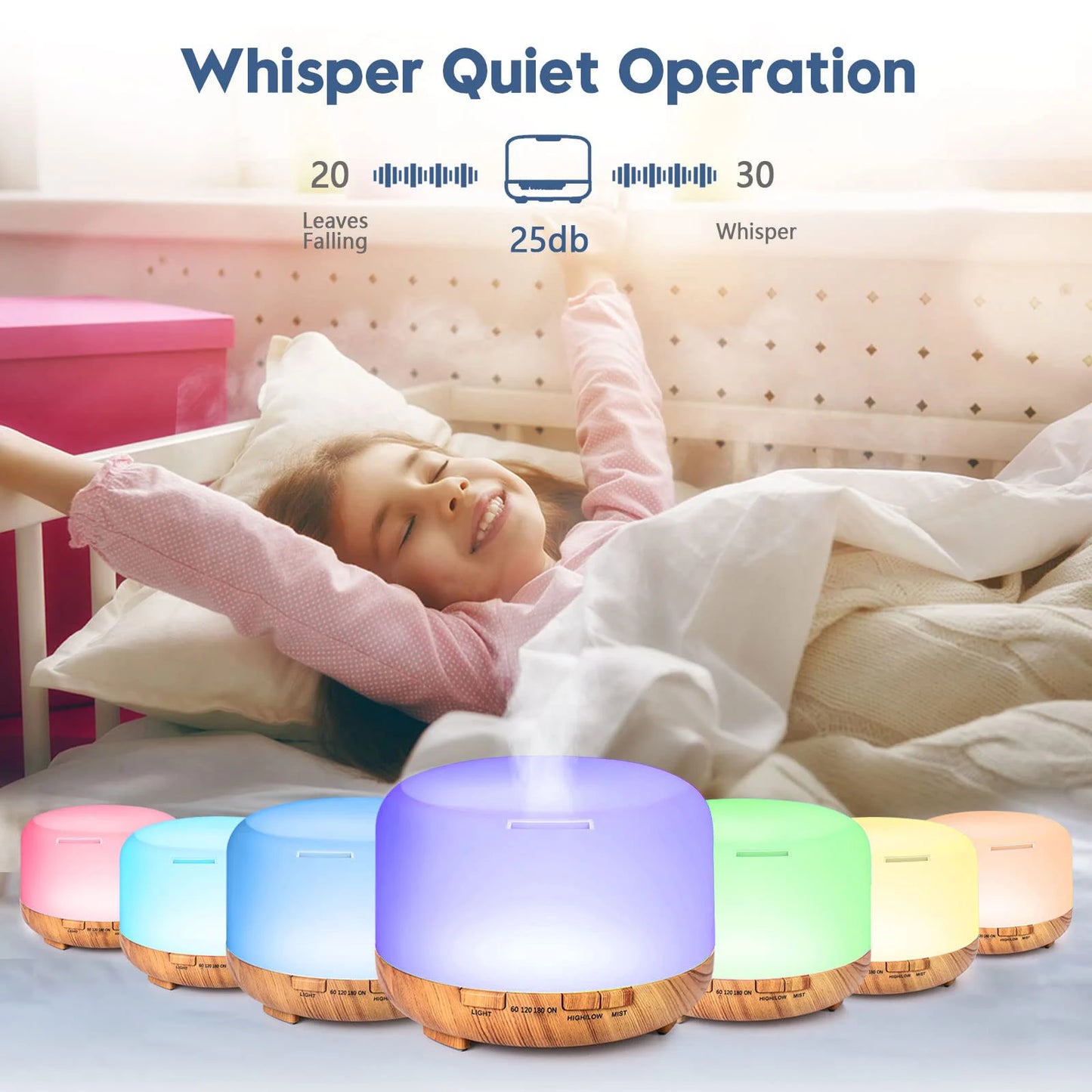 500Ml Aroma Diffuser Oils Optional 5V 2A Essential Oil Aromatherapy Humidifier with Remote Control for Home Office
