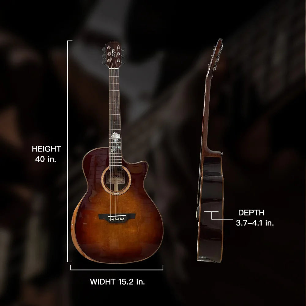 6-String Beginner Solid Spruce Classic Acoustic Guitar Rosewood Fretboard Colored Finish Right