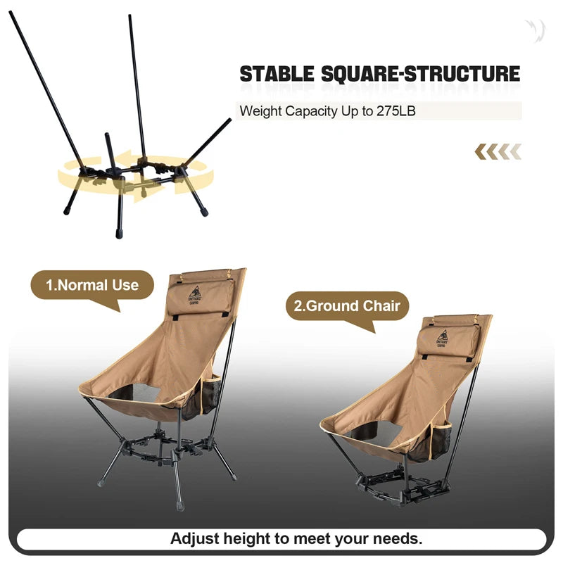 OneTigris Portable Camping Chairs Outdoor High Back Chair