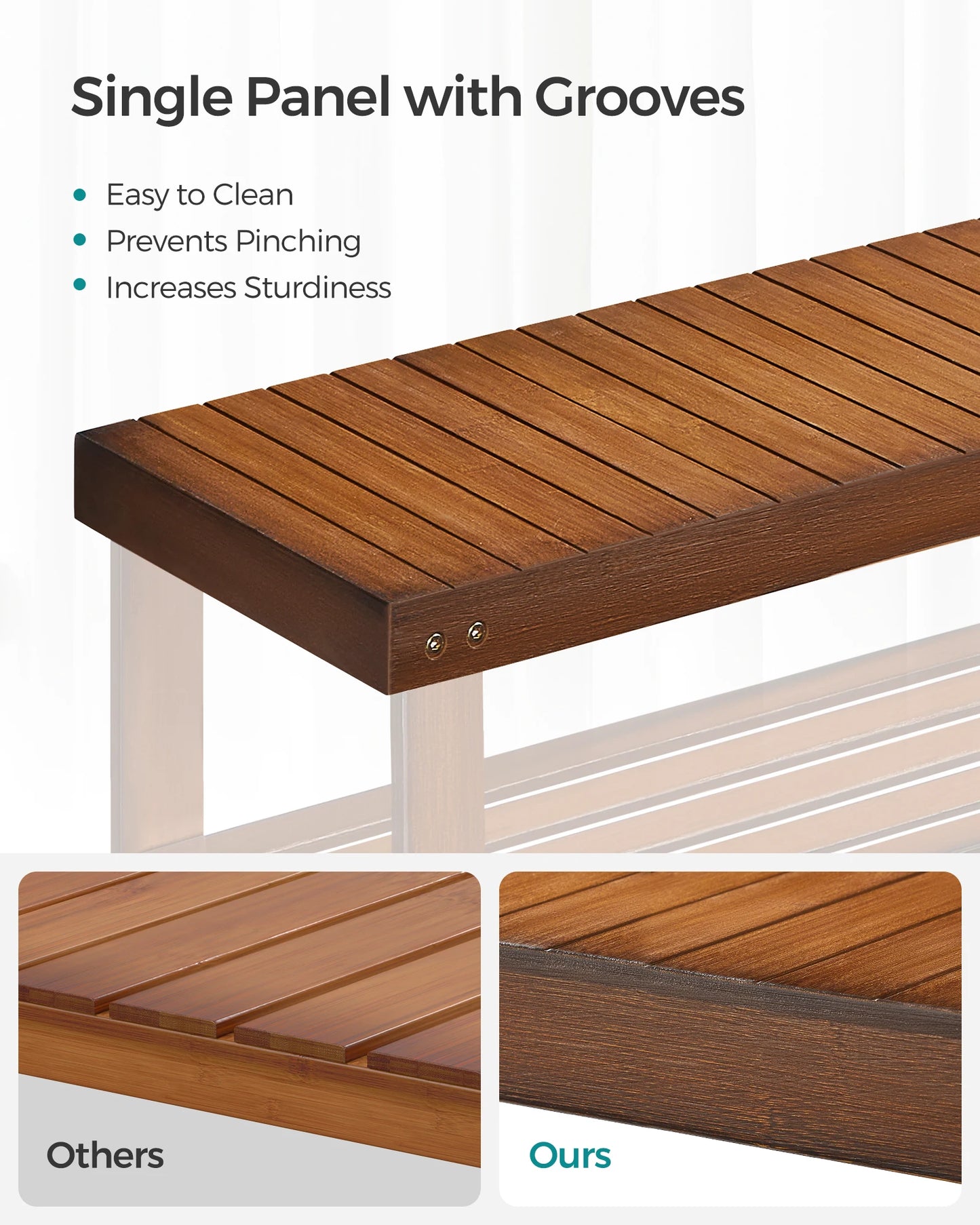 SONGMICS Shoe Rack Bench, 3-Tier Bamboo Storage Organizer