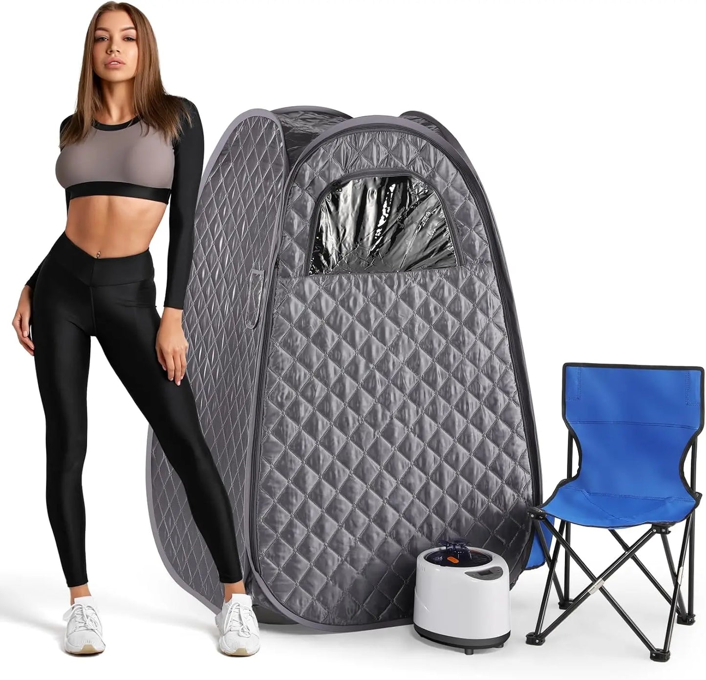 Single Person Sauna,-- Sauna Tent, Steamer 2.6L 1000W Steam Generator, 90 Minute Timer