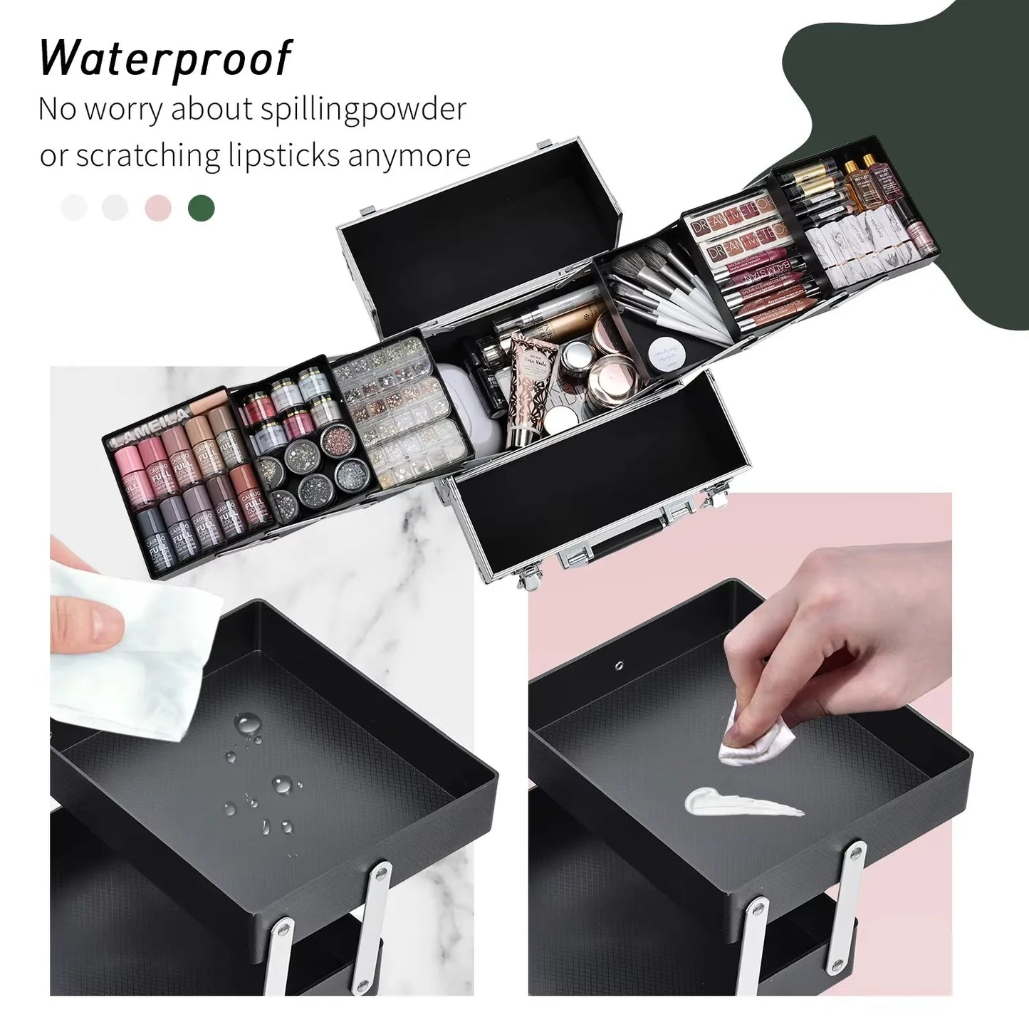 Professional Nail Suitcase Travel Portable Large Capacity Makeup Case with 6 Trays for Make-up Artists