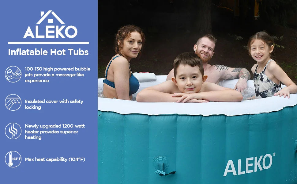 Inflatable Hot Tub Spa | Personal High Powered Jetted Bubble | 265 Gallon | Black