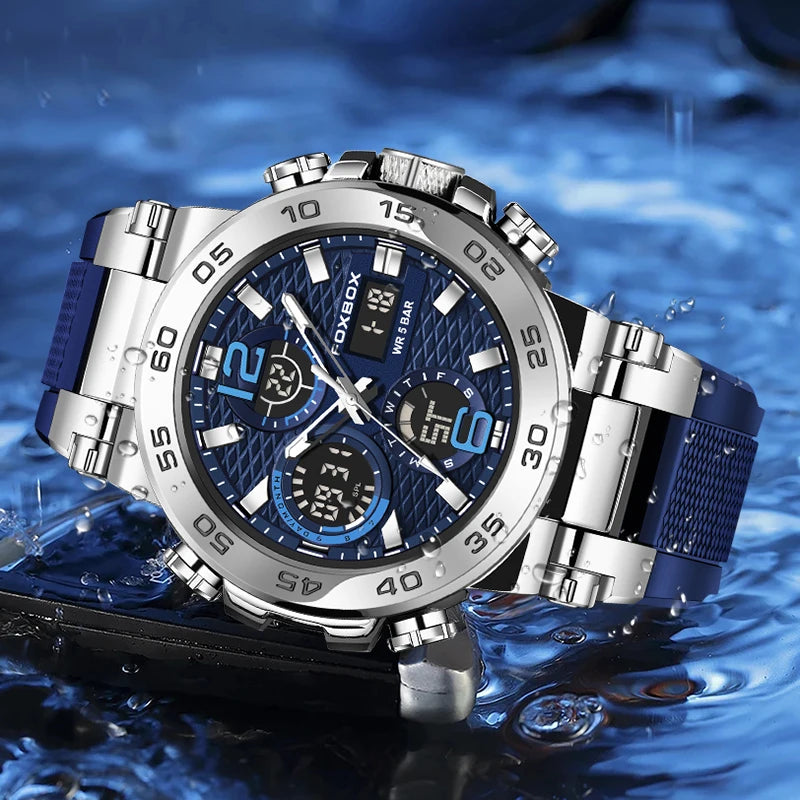 LIGE Fashion Military Watch For Men FOXBOX Luxury Quartz