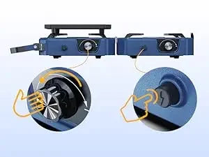 Camping Stove with Grill, Foldable Camp Stove with 16,000 BTU, Two Burners with Pie