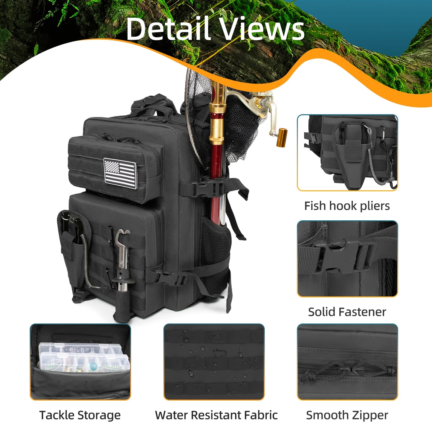 25L Fishing Hunting Bag Tactical Backpack Men's Travel Bag