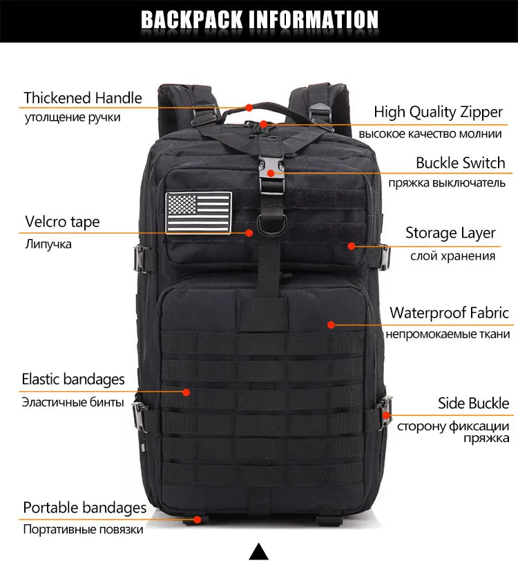 Tactical Backpack Large Capacity Waterproof Multi-functional Bags