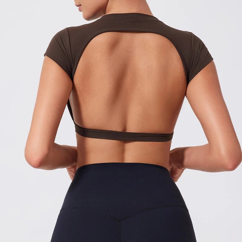 Ctenkevet Sports Short Top Women Fitness Yoga Wear Gym T-Shirt