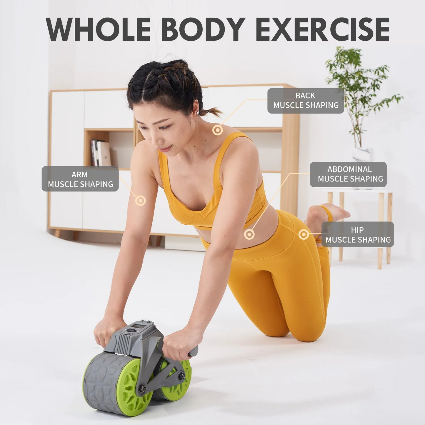 Leikefitness Ab Wheel Roller Automatic Rebound with Mat